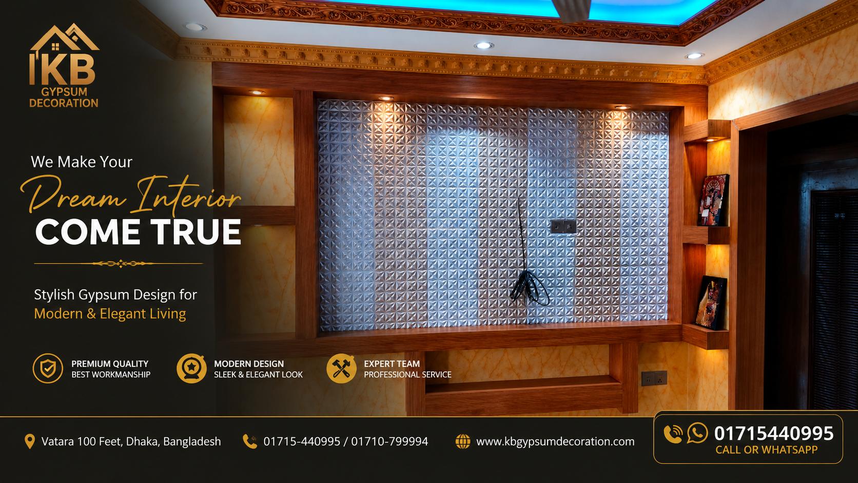 Stylish Gypsum TV Wall Cabinet Design