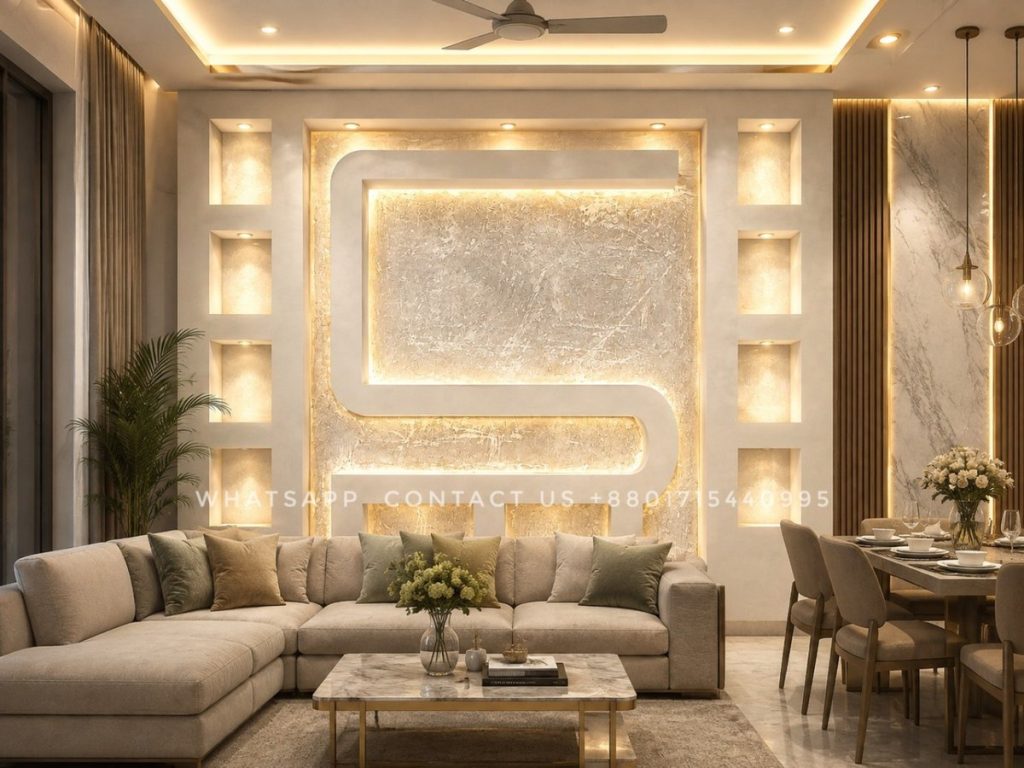 Classic Gypsum TV Cabinet Design