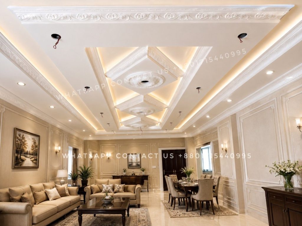 Elegant Gypsum Plain Ceiling Design