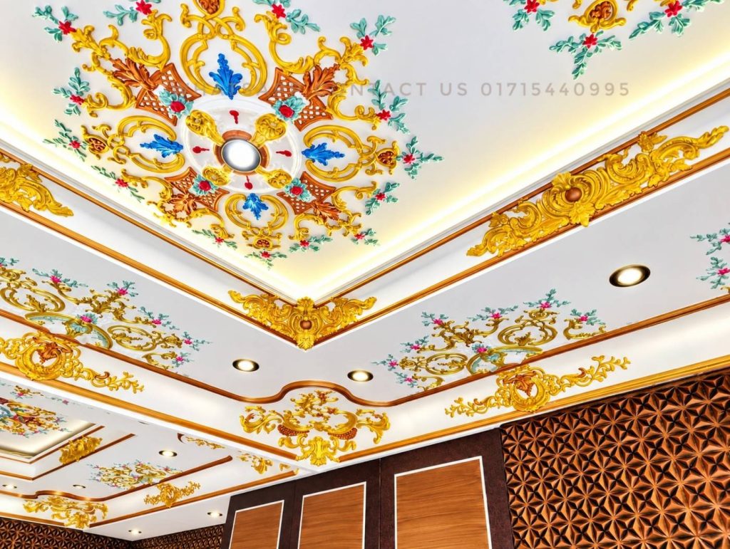 Luxury Gypsum Arabian ceiling work with paint