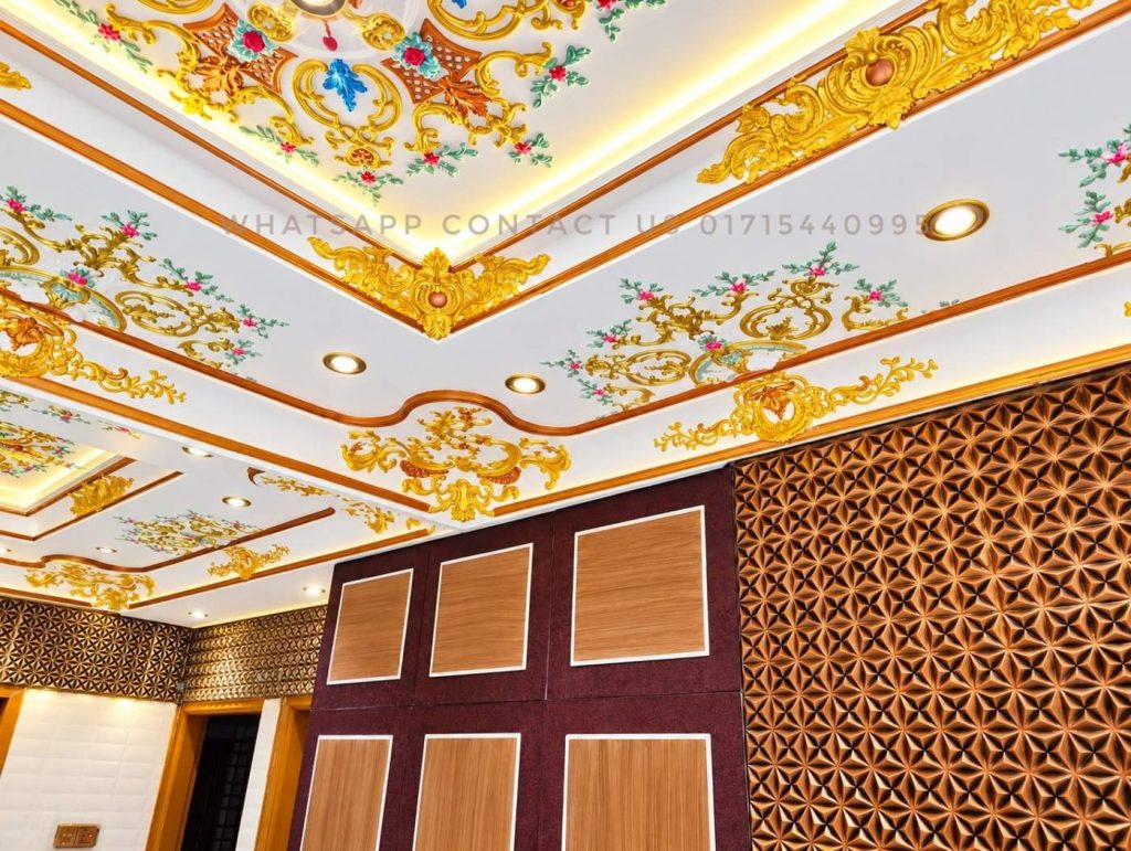 Luxury Gypsum Arabian ceiling work with paint