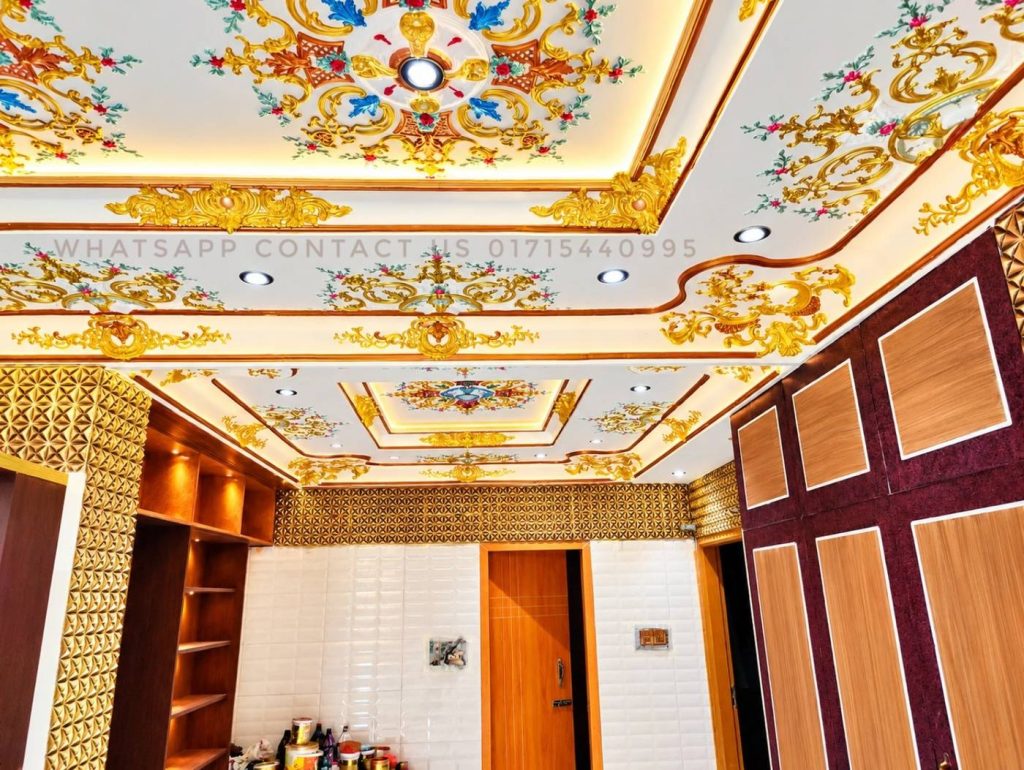 Gypsum Arabian ceiling work with paint