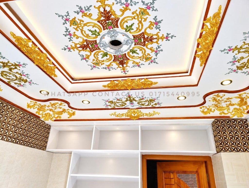Luxury Gypsum Arabian ceiling work with paint